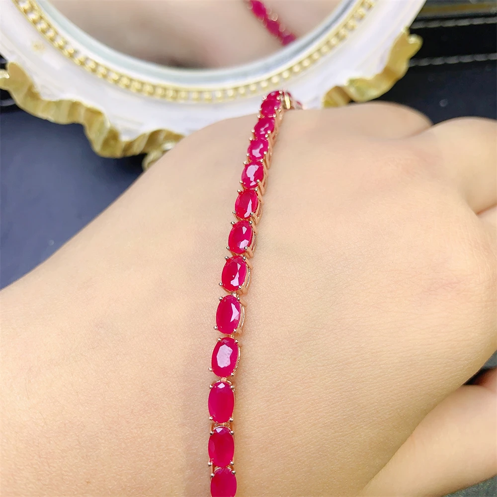 S925 Sterling Silver Rose Gold Original Bracelet for Women Natural Ruby Gem Bracelet Party High quality jewelry wedding S925 Sterling Silver Rose Gold Original Bracelet for Women Natural Ruby Gem Bracelet Party High quality jewelry wedding