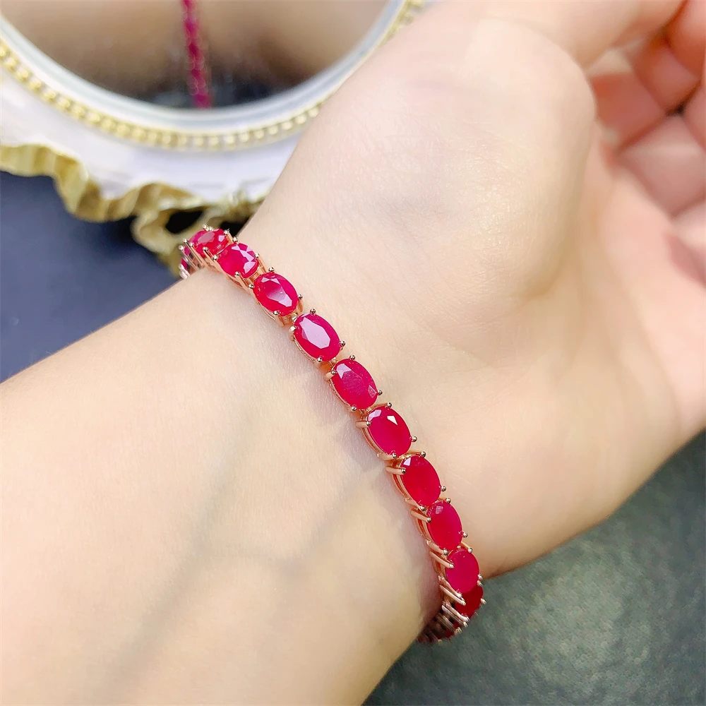 S925 Sterling Silver Rose Gold Original Bracelet for Women Natural Ruby Gem Bracelet Party High quality jewelry wedding S925 Sterling Silver Rose Gold Original Bracelet for Women Natural Ruby Gem Bracelet Party High quality jewelry wedding