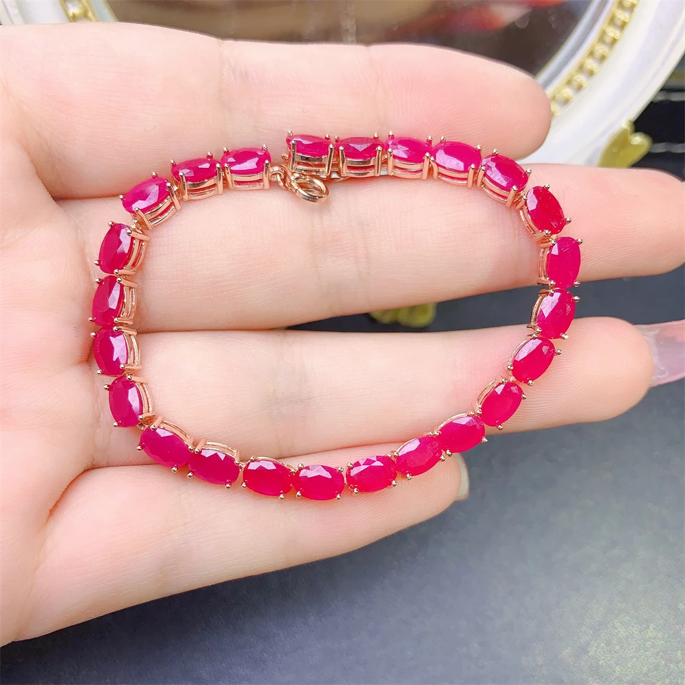 S925 Sterling Silver Rose Gold Original Bracelet for Women Natural Ruby Gem Bracelet Party High quality jewelry wedding S925 Sterling Silver Rose Gold Original Bracelet for Women Natural Ruby Gem Bracelet Party High quality jewelry wedding