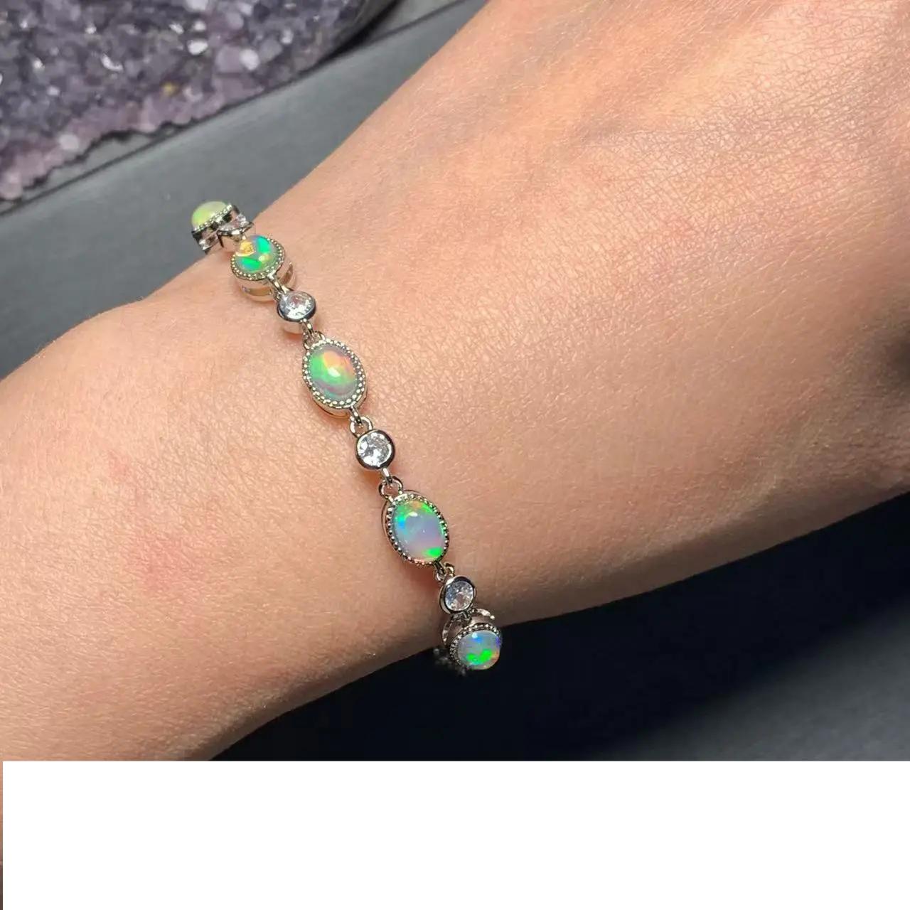 Gorgeous Color Natural Opal Bracelets & Bangles For Women Adjustable Fine Jewelry Stone Gift Party Woman Birthday Gorgeous Color Natural Opal Bracelets & Bangles For Women Adjustable Fine Jewelry Stone Gift Party Woman Birthday