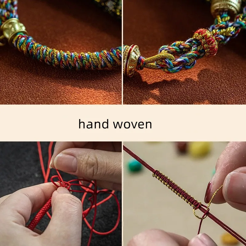 Hand Woven Size Adjust Tibetan Six Words Lucky Rope Bracelets Black Red God of Wealth Bracelet Bangles Gift For Friends Lovers Hand Woven Size Adjust Tibetan Six Words Lucky Rope Bracelets Black Red God of Wealth Bracelet Bangles Gift For Friends Lovers
