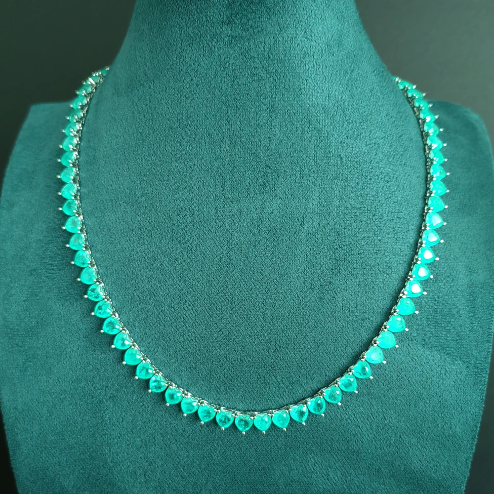 6mm Colorful Heart Stone Tennis Chain Necklace Fashion Female Jewelry BC184