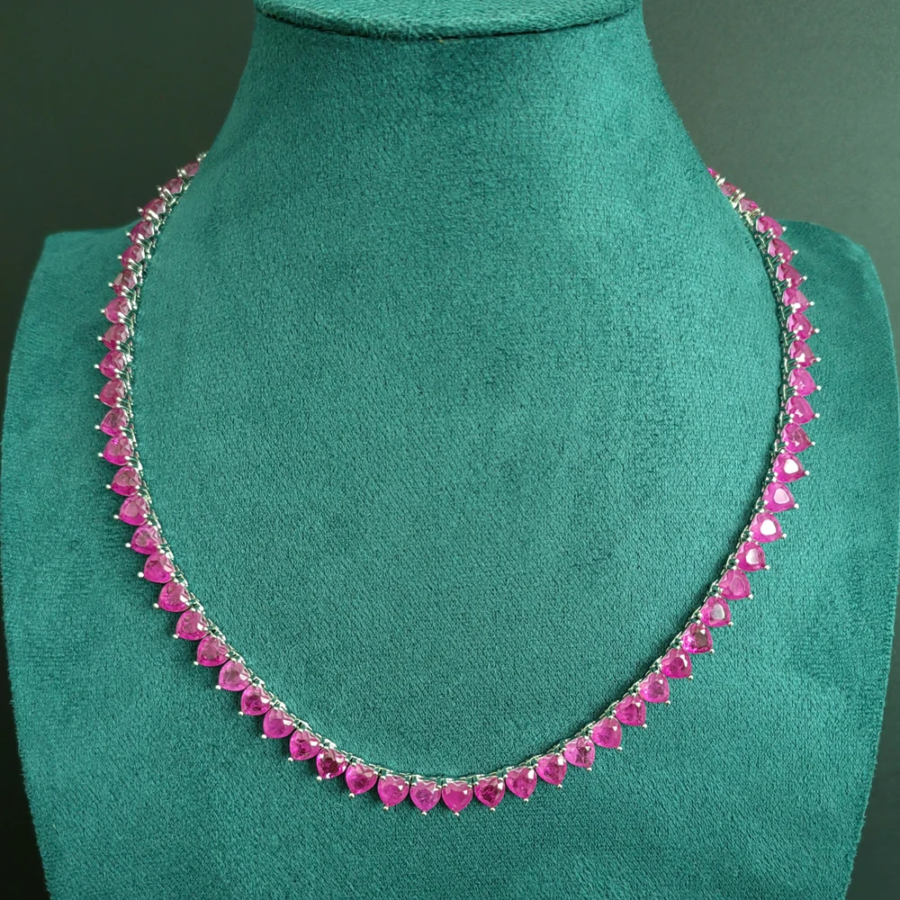 6mm Colorful Heart Stone Tennis Chain Necklace Fashion Female Jewelry BC184 6mm Colorful Heart Stone Tennis Chain Necklace Fashion Female Jewelry BC184