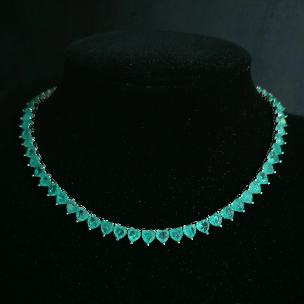 6mm Colorful Heart Stone Tennis Chain Necklace Fashion Female Jewelry BC184