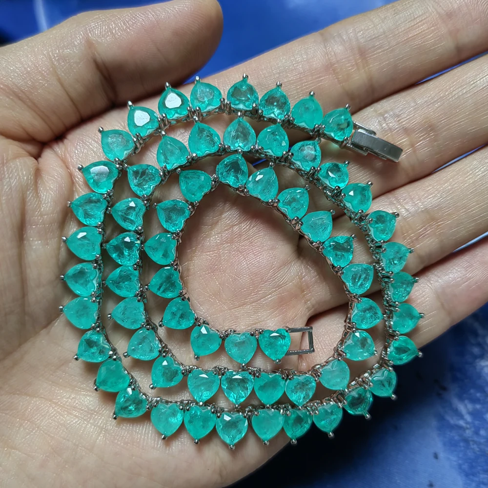 6mm Colorful Heart Stone Tennis Chain Necklace Fashion Female Jewelry BC184 6mm Colorful Heart Stone Tennis Chain Necklace Fashion Female Jewelry BC184