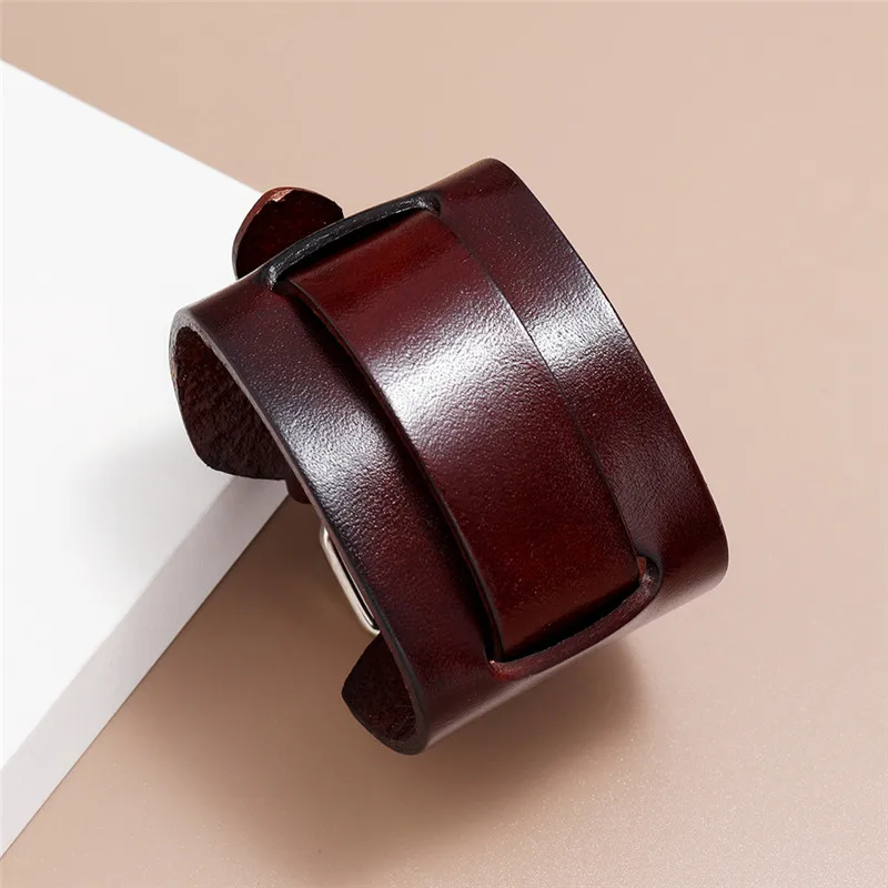 Modyle Fashion Wide Genuine Leather Bracelet Brown Black Wide Cuff Bracelets Bangles Vintage Punk Wristband Men Jewelry Modyle Fashion Wide Genuine Leather Bracelet Brown Black Wide Cuff Bracelets Bangles Vintage Punk Wristband Men Jewelry