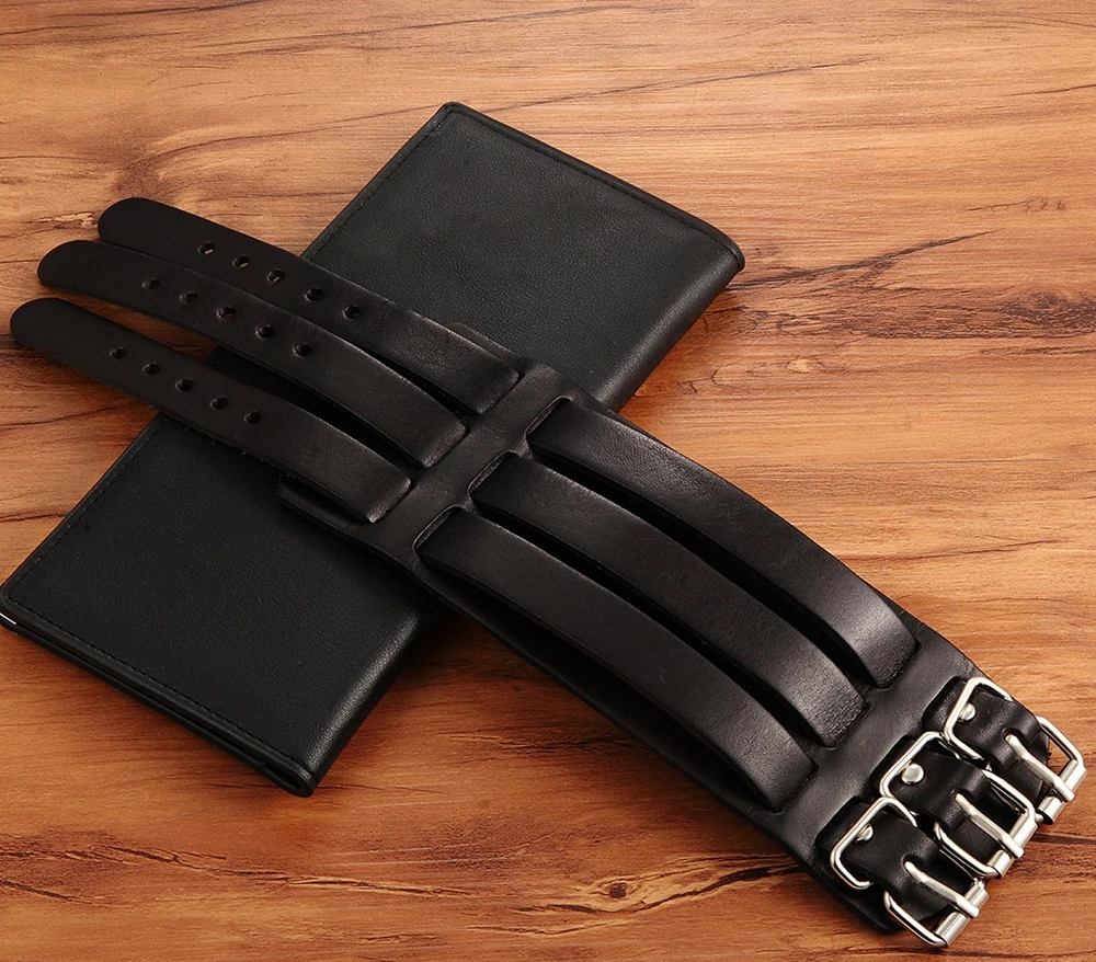 TYO Classic Men’s Boys Adjustable Genuine Leather Cuff Bracelet Punk Rock Jewelry Black/Brown Three Layers Watch Bangles TYO Classic Men's Boys Adjustable Genuine Leather Cuff Bracelet Punk Rock Jewelry Black/Brown Three Layers Watch Bangles