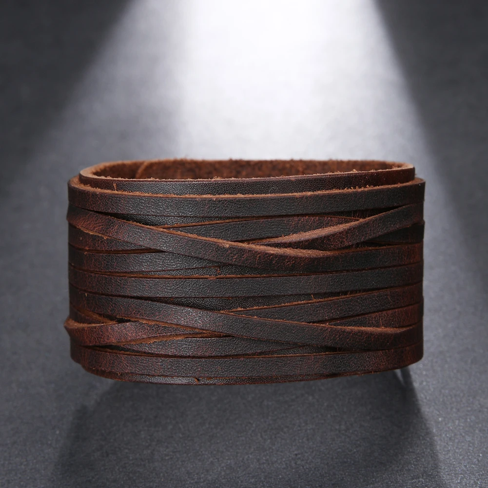 2025 Trend Jewelry Vintage Hand Woven Multilayer Leather Bracelet Cuff Wide Leather Men's Bracelet Pulsera Hombre 2025 Trend Jewelry Vintage Hand Woven Multilayer Leather Bracelet Cuff Wide Leather Men's Bracelet Pulsera Hombre