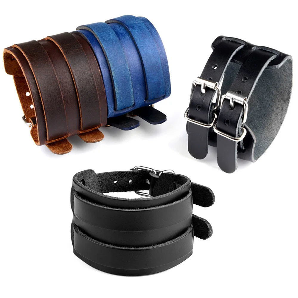 Chanfar Hot Fashion Punk Rivet Wide Leather Bracelets For Men Women Cuff Vintage Rock Jewelry Chanfar Hot Fashion Punk Rivet Wide Leather Bracelets For Men Women Cuff Vintage Rock Jewelry