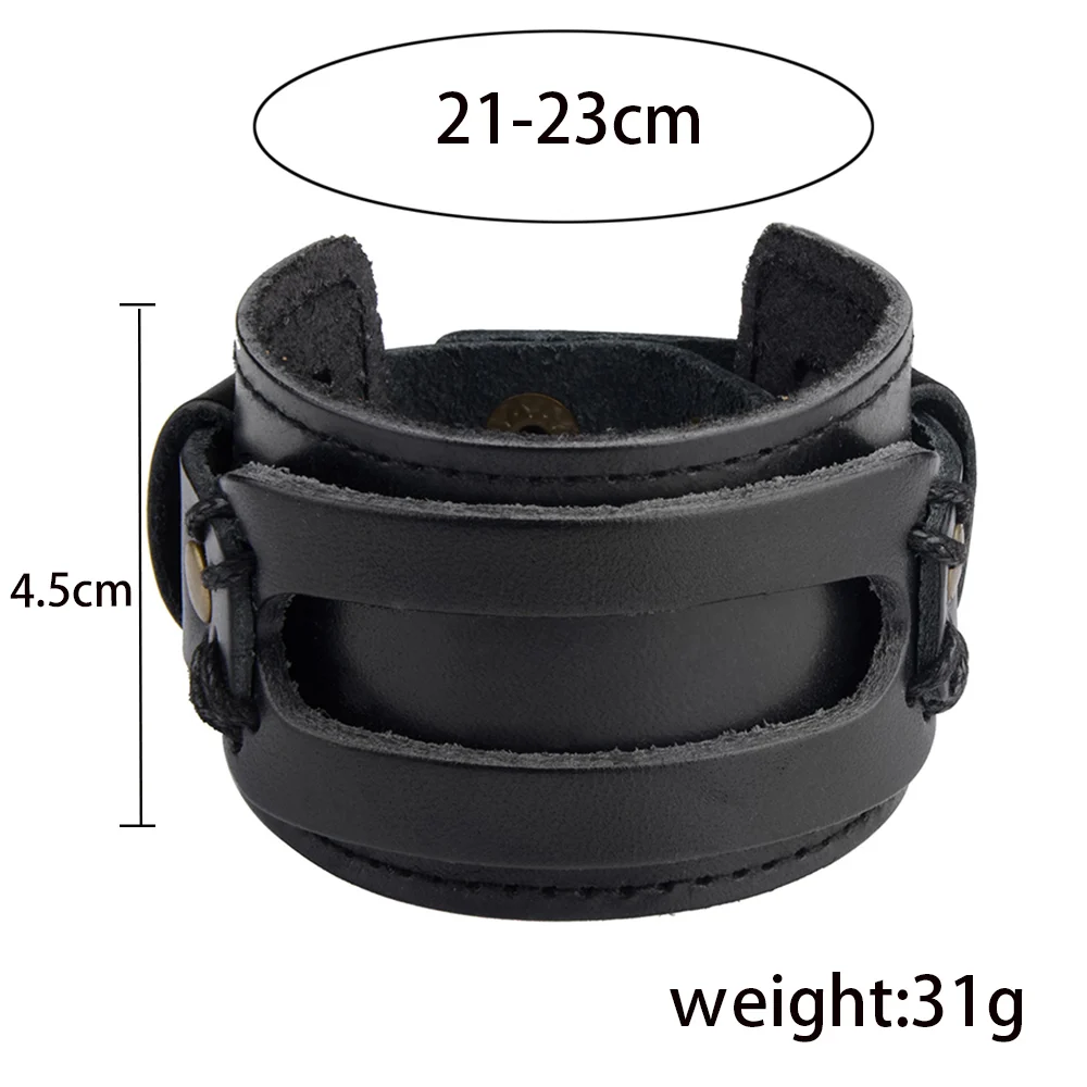 Chanfar Hot Fashion Punk Rivet Wide Leather Bracelets For Men Women Cuff Vintage Rock Jewelry