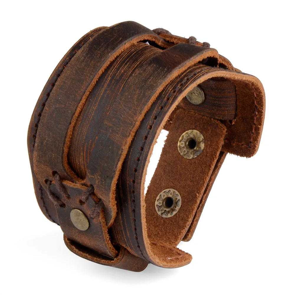 Chanfar Hot Fashion Punk Rivet Wide Leather Bracelets For Men Women Cuff Vintage Rock Jewelry Chanfar Hot Fashion Punk Rivet Wide Leather Bracelets For Men Women Cuff Vintage Rock Jewelry