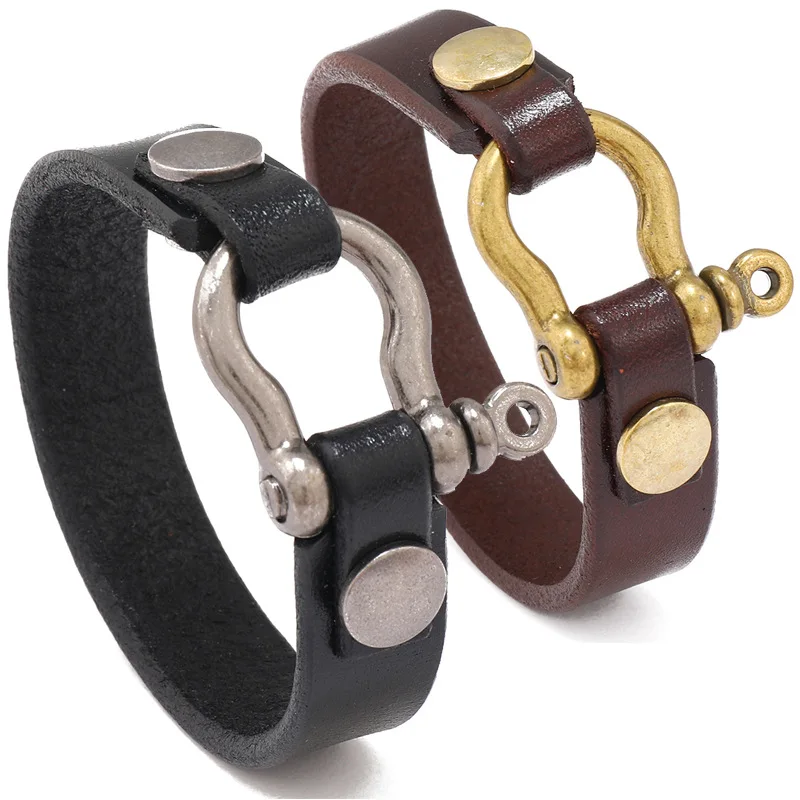 Jessingshow Punk Vintage Men Genuine Leather Bracelets Wide Black Brown Cuff Wrap Bracelet Bangles for Women Men Jewelry Gifts Jessingshow Punk Vintage Men Genuine Leather Bracelets Wide Black Brown Cuff Wrap Bracelet Bangles for Women Men Jewelry Gifts