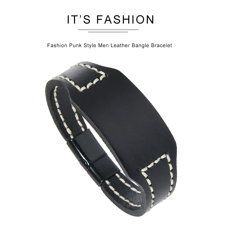 Hand Stitched Genuine Leather Bracelet Vintage Style Unisex Couple Cuff for Men and Women