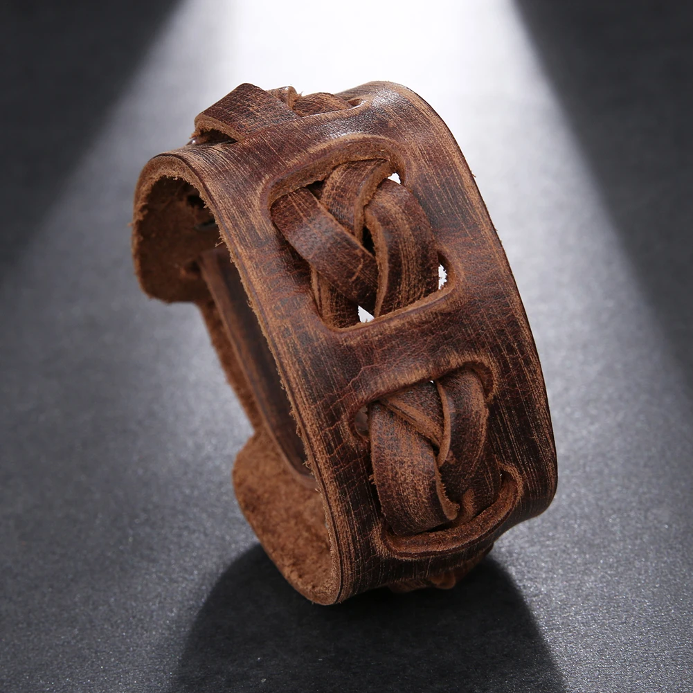 Vintage Handmade Weave Wide Leather Bracelet Charm Cuff Genuine Leather Bracelet Men Pulsera Hombre браслет на руку широкий Vintage Handmade Weave Wide Leather Bracelet Charm Cuff Genuine Leather Bracelet Men Pulsera Hombre браслет на руку широкий