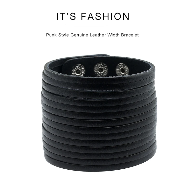 Jessingshow Punk Vintage Black Brown White Genuine Leather Charm Unisex Wide Big Bracelet Bangle Men Women Jewelry Gift Jessingshow Punk Vintage Black Brown White Genuine Leather Charm Unisex Wide Big Bracelet Bangle Men Women Jewelry Gift