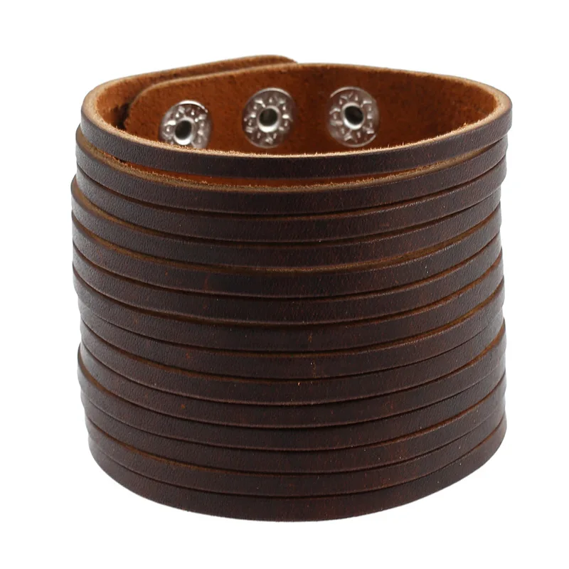 Jessingshow Punk Vintage Black Brown White Genuine Leather Charm Unisex Wide Big Bracelet Bangle Men Women Jewelry Gift Jessingshow Punk Vintage Black Brown White Genuine Leather Charm Unisex Wide Big Bracelet Bangle Men Women Jewelry Gift