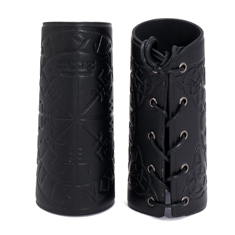 Fashion Punk Men Women Cosplay Wide Leather Bracelet Arm Armor Cuff Wrist Guard Viking Pattern Wide Bracelet Wristband Jewelry Fashion Punk Men Women Cosplay Wide Leather Bracelet Arm Armor Cuff Wrist Guard Viking Pattern Wide Bracelet Wristband Jewelry