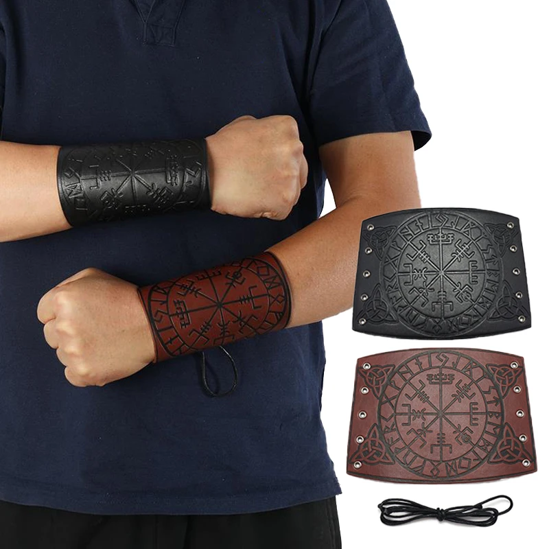 Fashion Punk Men Women Cosplay Wide Leather Bracelet Arm Armor Cuff Wrist Guard Viking Pattern Wide Bracelet Wristband Jewelry Fashion Punk Men Women Cosplay Wide Leather Bracelet Arm Armor Cuff Wrist Guard Viking Pattern Wide Bracelet Wristband Jewelry