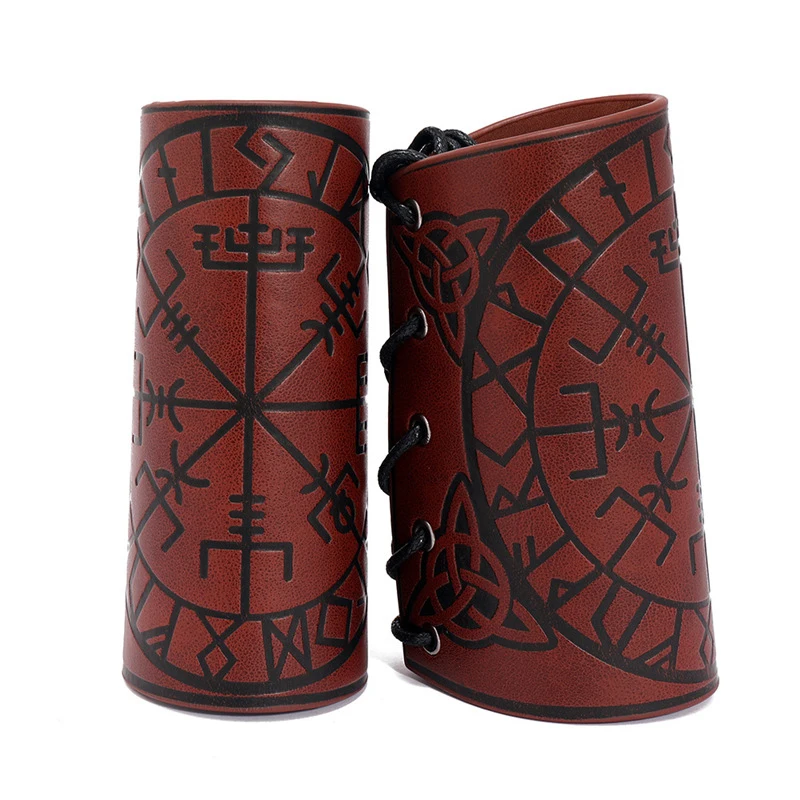 Fashion Punk Men Women Cosplay Wide Leather Bracelet Arm Armor Cuff Wrist Guard Viking Pattern Wide Bracelet Wristband Jewelry Fashion Punk Men Women Cosplay Wide Leather Bracelet Arm Armor Cuff Wrist Guard Viking Pattern Wide Bracelet Wristband Jewelry