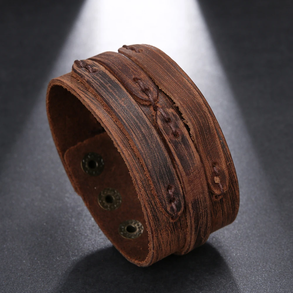 2025 Trend Jewelry Vintage Hand Woven Smooth Leather Bracelet Cuff Wide Leather Bracelet For Men’s Accessories Pulsera 2025 Trend Jewelry Vintage Hand Woven Smooth Leather Bracelet Cuff Wide Leather Bracelet For Men's Accessories Pulsera