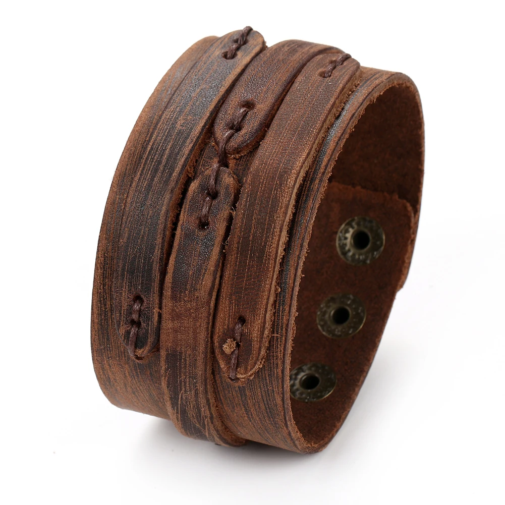 2025 Trend Jewelry Vintage Hand Woven Smooth Leather Bracelet Cuff Wide Leather Bracelet For Men’s Accessories Pulsera 2025 Trend Jewelry Vintage Hand Woven Smooth Leather Bracelet Cuff Wide Leather Bracelet For Men's Accessories Pulsera