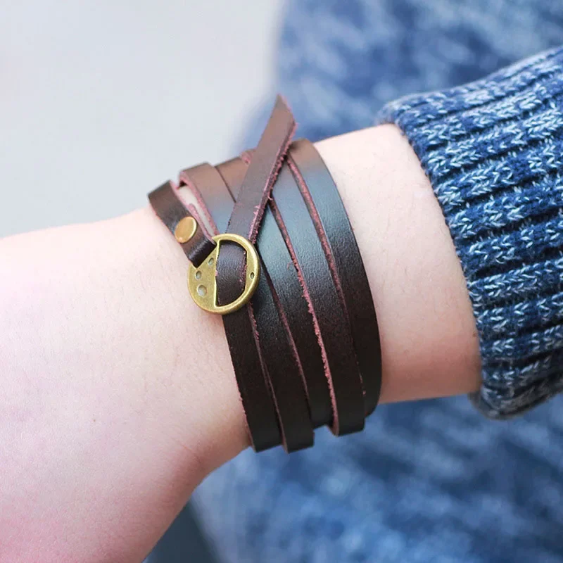 Vintage Bohemian Leather Wrap Bracelet – Multilayer Cowhide Cuff with Inspirational Engraving for Men & Women Vintage Bohemian Leather Wrap Bracelet – Multilayer Cowhide Cuff with Inspirational Engraving for Men & Women