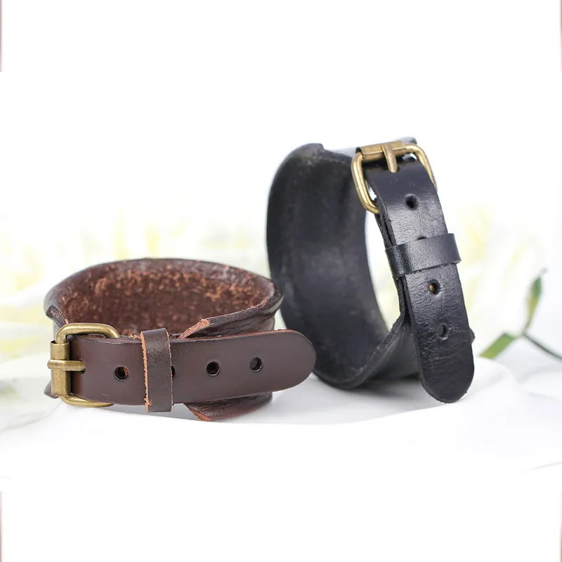 Punk Leather Bracelet for Men – Vintage Wrap in 3 Stylish Colors Punk Leather Bracelet for Men – Vintage Wrap in 3 Stylish Colors