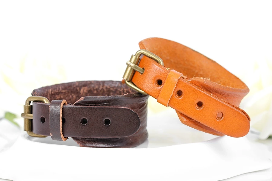 Punk Leather Bracelet for Men – Vintage Wrap in 3 Stylish Colors Punk Leather Bracelet for Men – Vintage Wrap in 3 Stylish Colors