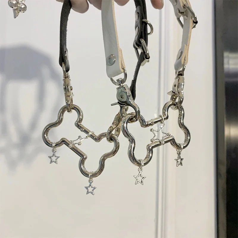 Y2K Trendy Glossy Alloy Bone Star Pendant Necklace for Women Charms Black White Leather Choker Vintage Punk Cool Jewelry Gifts Y2K Trendy Glossy Alloy Bone Star Pendant Necklace for Women Charms Black White Leather Choker Vintage Punk Cool Jewelry Gifts