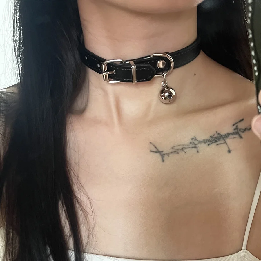 New Fashion Hiphop Small Bell Pendant Black PU Leather Necklace for Women Cool Charms Choker Party Jewelry Cosplay Accessories New Fashion Hiphop Small Bell Pendant Black PU Leather Necklace for Women Cool Charms Choker Party Jewelry Cosplay Accessories