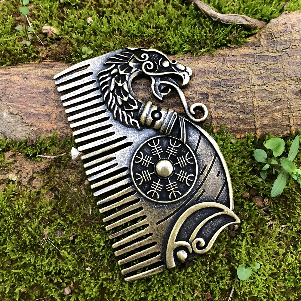 Viking Beard Comb Drakkar with Aegishjalmur shield Jewelry Viking Gift For Men Viking Beard Comb Drakkar with Aegishjalmur shield Jewelry Viking Gift For Men