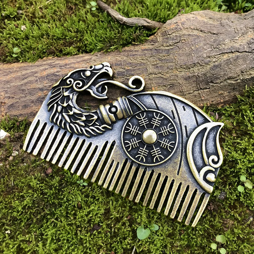Viking Beard Comb Drakkar with Aegishjalmur shield Jewelry Viking Gift For Men Viking Beard Comb Drakkar with Aegishjalmur shield Jewelry Viking Gift For Men