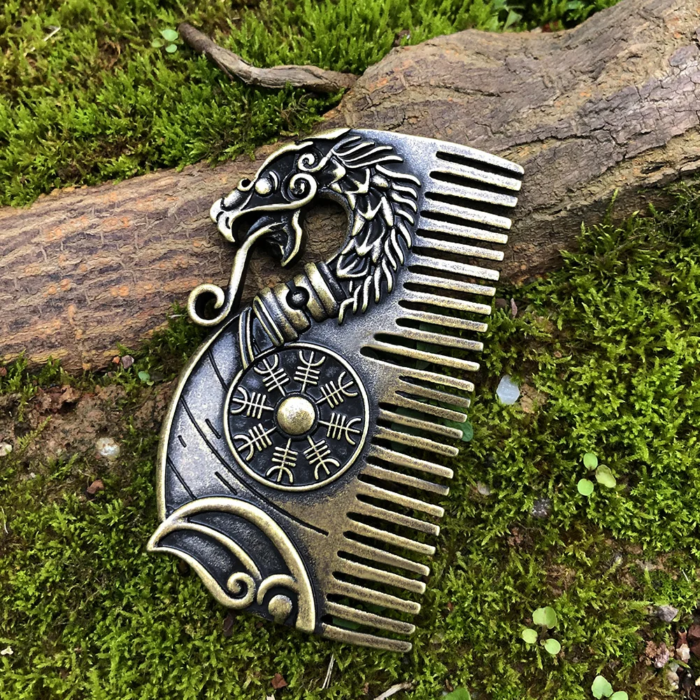 Viking Beard Comb Drakkar with Aegishjalmur shield Jewelry Viking Gift For Men Viking Beard Comb Drakkar with Aegishjalmur shield Jewelry Viking Gift For Men