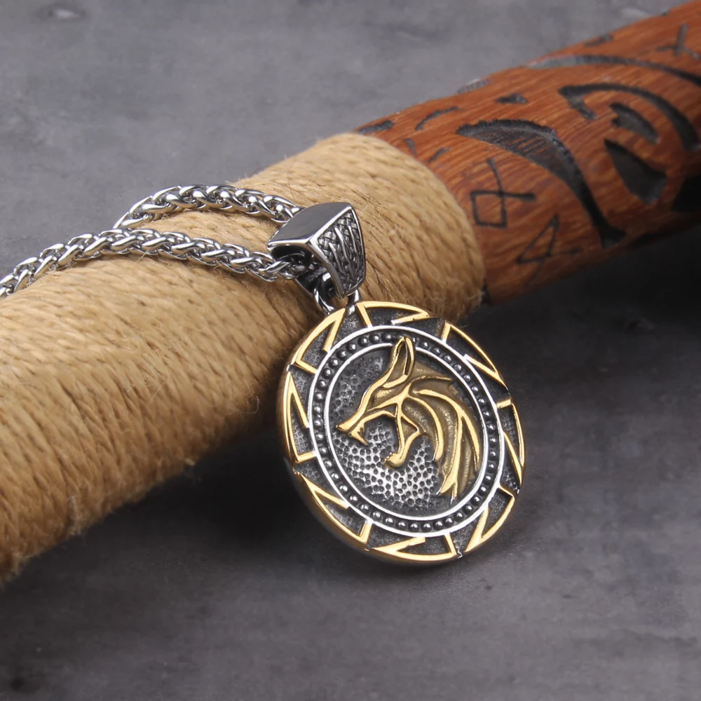Mens Vintage Viking Wolf Pendant Runes Necklace Punk Street Rock Nordic Stainless Steel Odin Wolf Head Necklace Fashion Jewelry Mens Vintage Viking Wolf Pendant Runes Necklace Punk Street Rock Nordic Stainless Steel Odin Wolf Head Necklace Fashion Jewelry