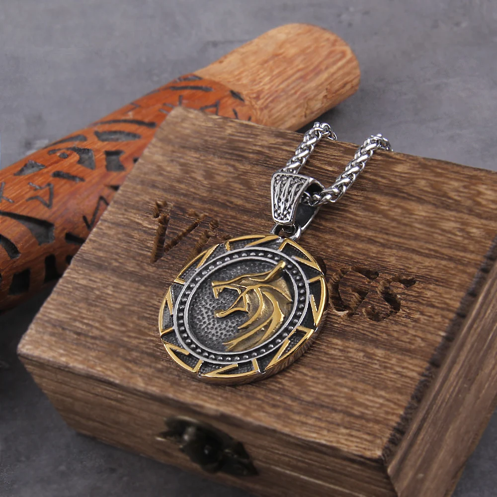 Mens Vintage Viking Wolf Pendant Runes Necklace Punk Street Rock Nordic Stainless Steel Odin Wolf Head Necklace Fashion Jewelry Mens Vintage Viking Wolf Pendant Runes Necklace Punk Street Rock Nordic Stainless Steel Odin Wolf Head Necklace Fashion Jewelry