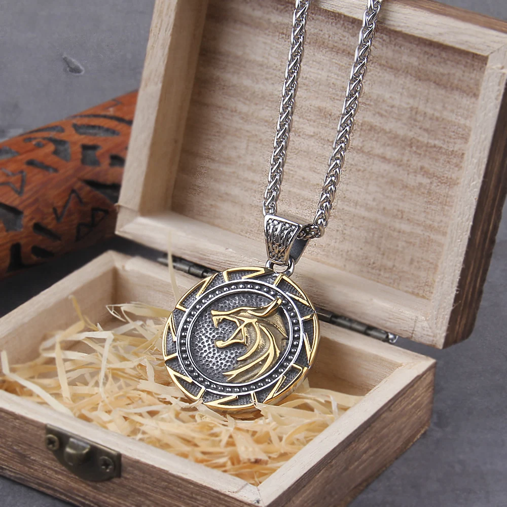 Mens Vintage Viking Wolf Pendant Runes Necklace Punk Street Rock Nordic Stainless Steel Odin Wolf Head Necklace Fashion Jewelry Mens Vintage Viking Wolf Pendant Runes Necklace Punk Street Rock Nordic Stainless Steel Odin Wolf Head Necklace Fashion Jewelry