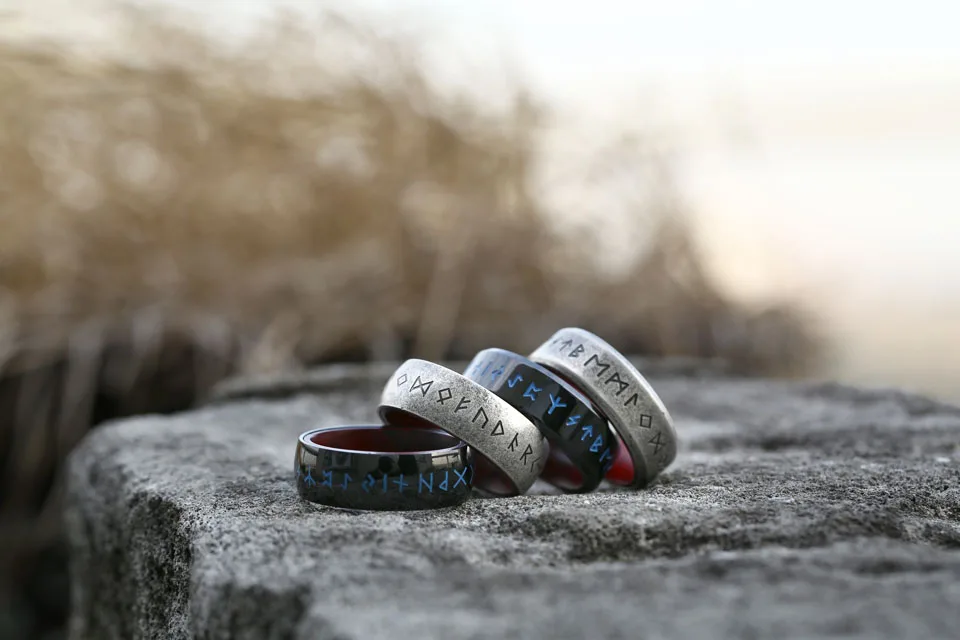 BEIER 2022 New Updated Style Stainless Steel Viking Runes Retro Punk Viking Runes With Rosewood Rings For Men 8mm Jewelry BEIER 2022 New Updated Style Stainless Steel Viking Runes Retro Punk Viking Runes With Rosewood Rings For Men 8mm Jewelry