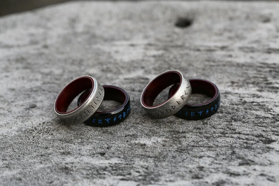 BEIER 2022 New Updated Style Stainless Steel Viking Runes Retro Punk Viking Runes With Rosewood Rings For Men 8mm Jewelry BEIER 2022 New Updated Style Stainless Steel Viking Runes Retro Punk Viking Runes With Rosewood Rings For Men 8mm Jewelry