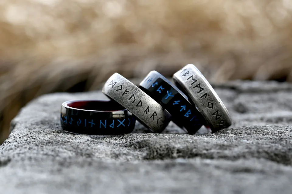 BEIER 2022 New Updated Style Stainless Steel Viking Runes Retro Punk Viking Runes With Rosewood Rings For Men 8mm Jewelry BEIER 2022 New Updated Style Stainless Steel Viking Runes Retro Punk Viking Runes With Rosewood Rings For Men 8mm Jewelry