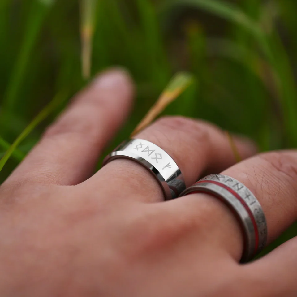 BEIER 2022 New Updated Style Stainless Steel Viking Runes Retro Punk Viking Runes With Rosewood Rings For Men 8mm Jewelry BEIER 2022 New Updated Style Stainless Steel Viking Runes Retro Punk Viking Runes With Rosewood Rings For Men 8mm Jewelry