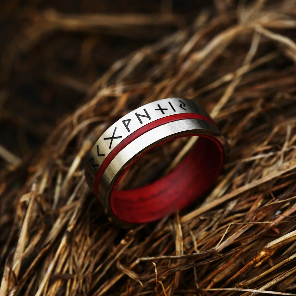 BEIER 2022 New Updated Style Stainless Steel Viking Runes Retro Punk Viking Runes With Rosewood Rings For Men 8mm Jewelry BEIER 2022 New Updated Style Stainless Steel Viking Runes Retro Punk Viking Runes With Rosewood Rings For Men 8mm Jewelry