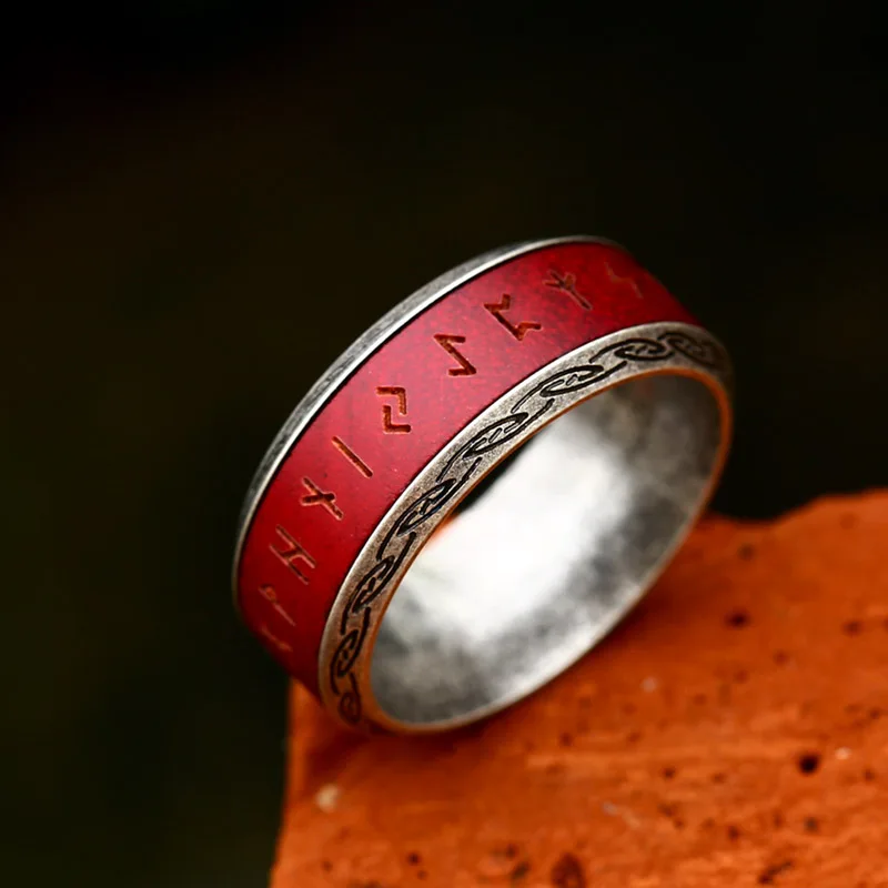 BEIER 2024 New Unique Design Stainless Steel Spinning Viking Red Rosewood Ring For Men Nordic Valknut Celtic Knot Wood Jewelry BEIER 2024 New Unique Design Stainless Steel Spinning Viking Red Rosewood Ring For Men Nordic Valknut Celtic Knot Wood Jewelry