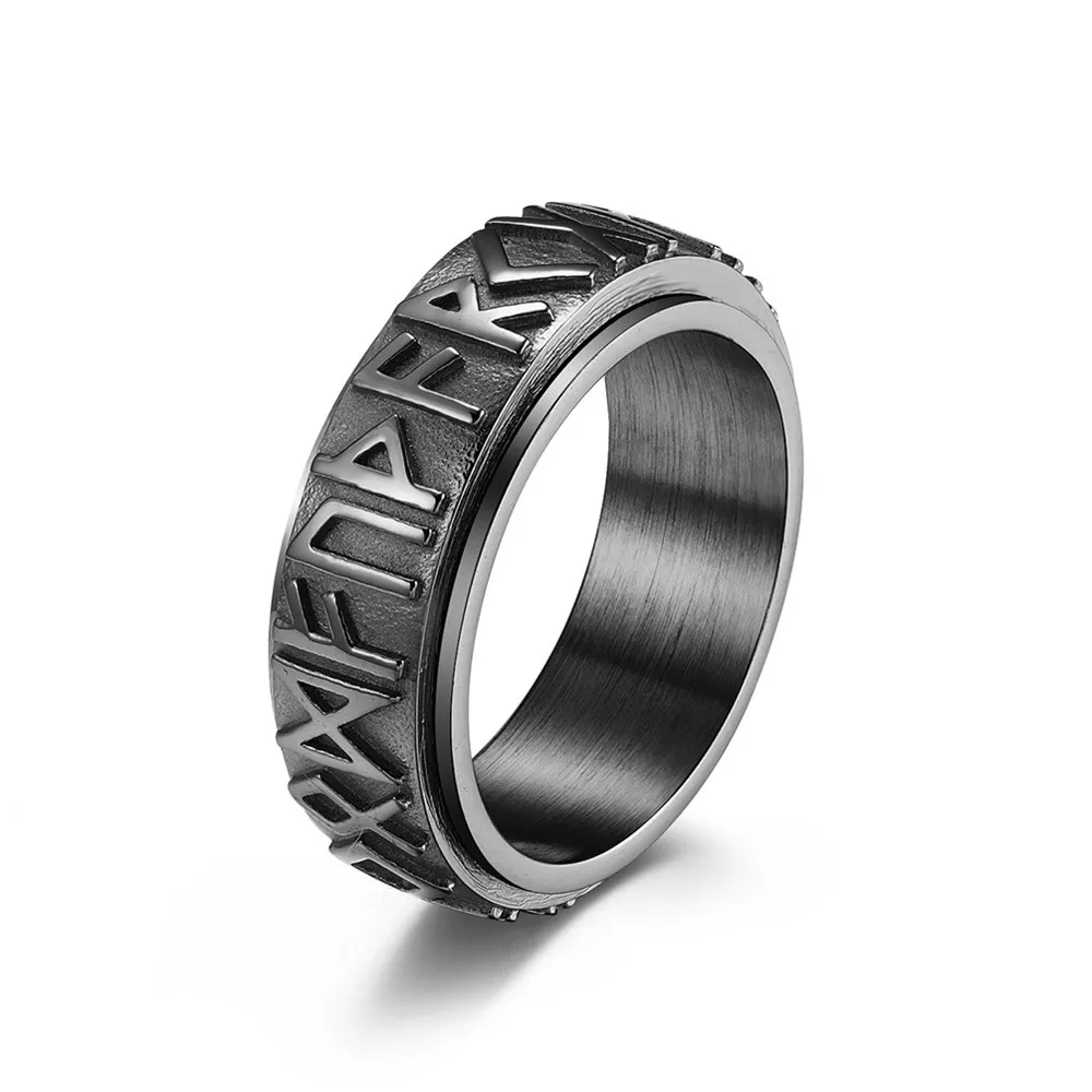MKENDN Stainless Steel Norse Viking Runes Amulet Spinner Ring Punk Hip Hop Men Women Futhark Rune Viking Jewelry MKENDN Stainless Steel Norse Viking Runes Amulet Spinner Ring Punk Hip Hop Men Women Futhark Rune Viking Jewelry