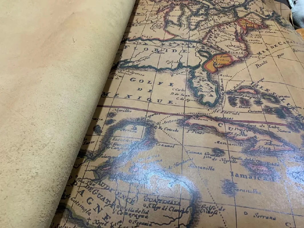 Genuine Leather map pendant! Vintage distressed print calf skin 7-9sf. thickness 1.0 Irregular Genuine Leather map pendant! Vintage distressed print calf skin 7-9sf. thickness 1.0 Irregular