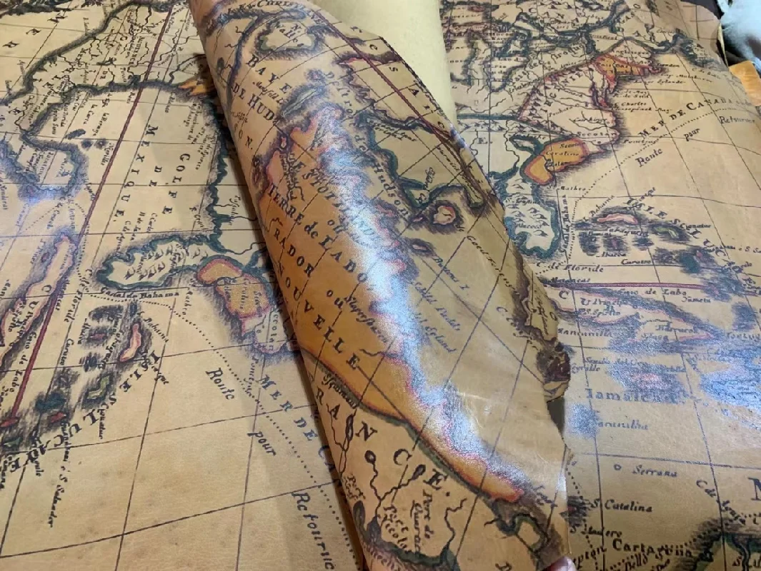 Genuine Leather map pendant! Vintage distressed print calf skin 7-9sf. thickness 1.0 Irregular Genuine Leather map pendant! Vintage distressed print calf skin 7-9sf. thickness 1.0 Irregular