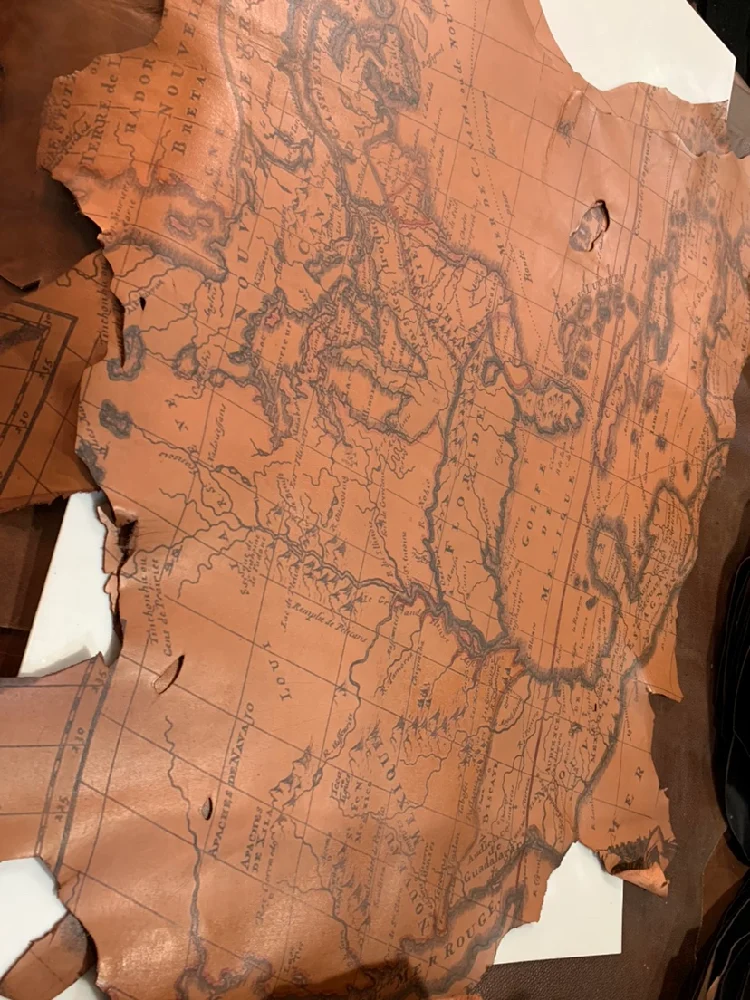 Genuine Leather map pendant! Vintage distressed print calf skin 7-9sf. thickness 1.0 Irregular Genuine Leather map pendant! Vintage distressed print calf skin 7-9sf. thickness 1.0 Irregular