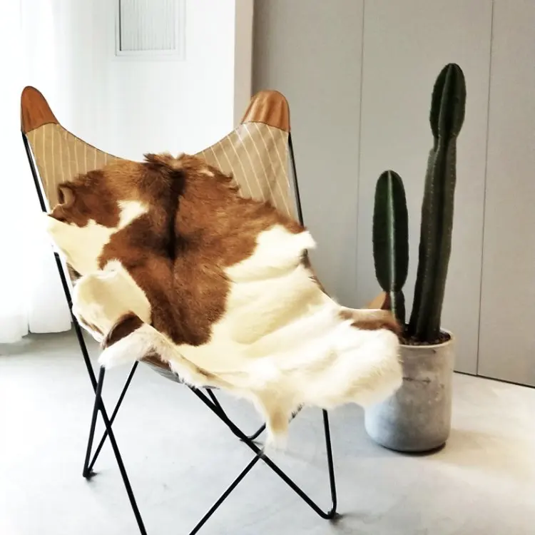 Whole Goatskin Tapestry Floor Mat Carpet, Scandinavian Simple Sofa Cushion, Chair Cushion, Natural Animal Skin, Photo