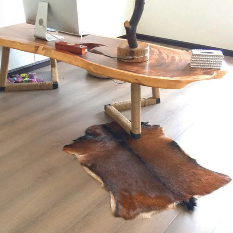 Whole Goatskin Tapestry Floor Mat Carpet, Scandinavian Simple Sofa Cushion, Chair Cushion, Natural Animal Skin, Photo