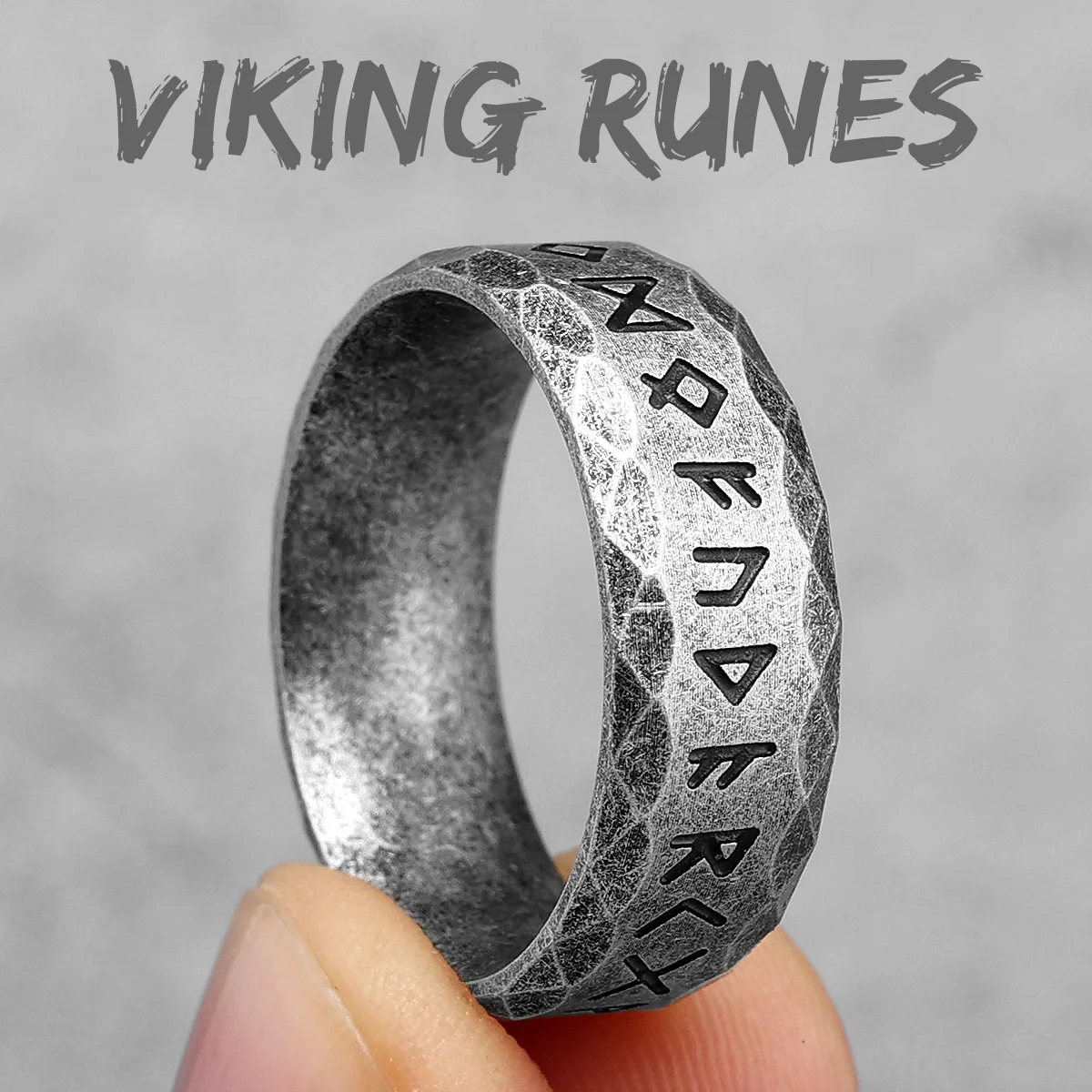 Vintage Nordic Vikings Runes Stainless Steel Womens Mens Rings Punk Simple For Boyfriend Biker Jewelry Creativity Gift Wholesale