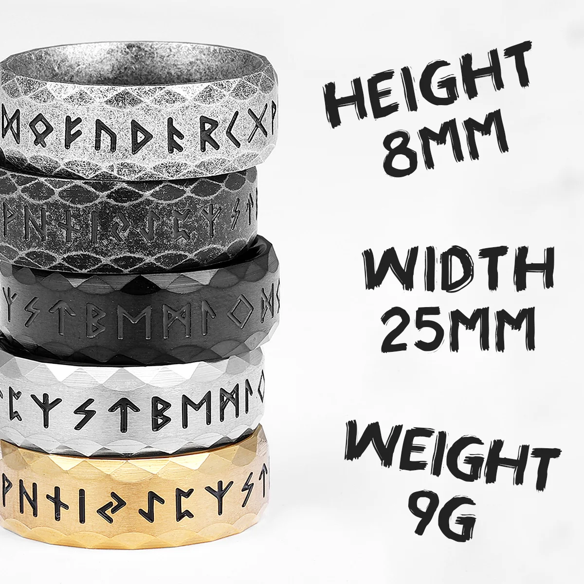 Vintage Nordic Vikings Runes Stainless Steel Womens Mens Rings Punk Simple For Boyfriend Biker Jewelry Creativity Gift Wholesale